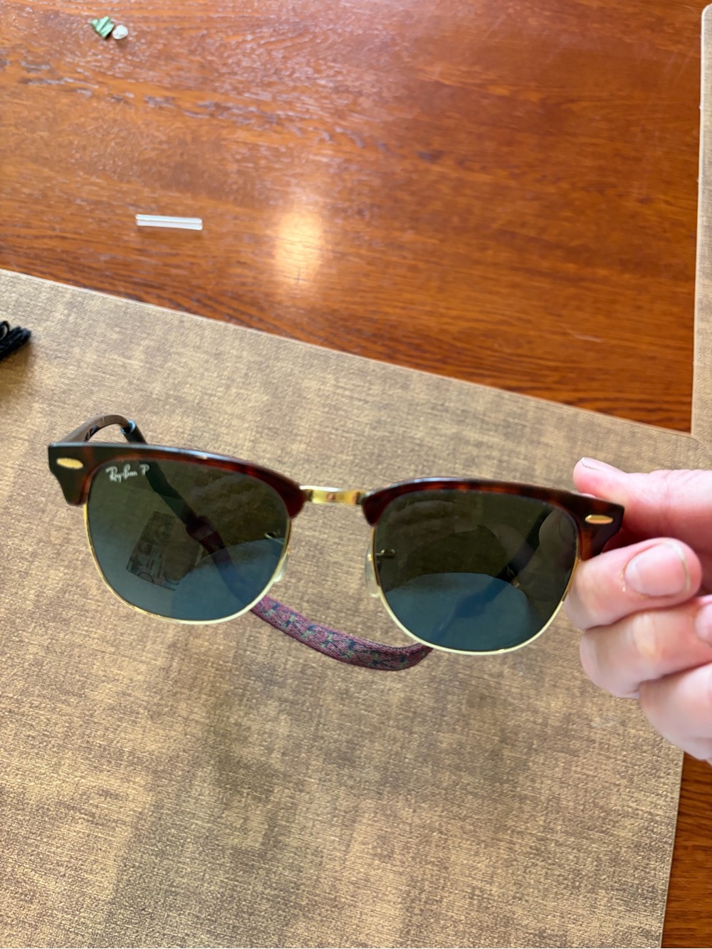 Ray-Ban Clubmaster Sunglasses in Tortoise and Gold with Green Lenses